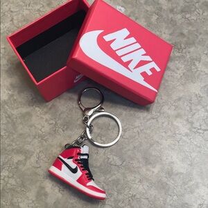 Nike Red and White Mini Sneaker Keychain